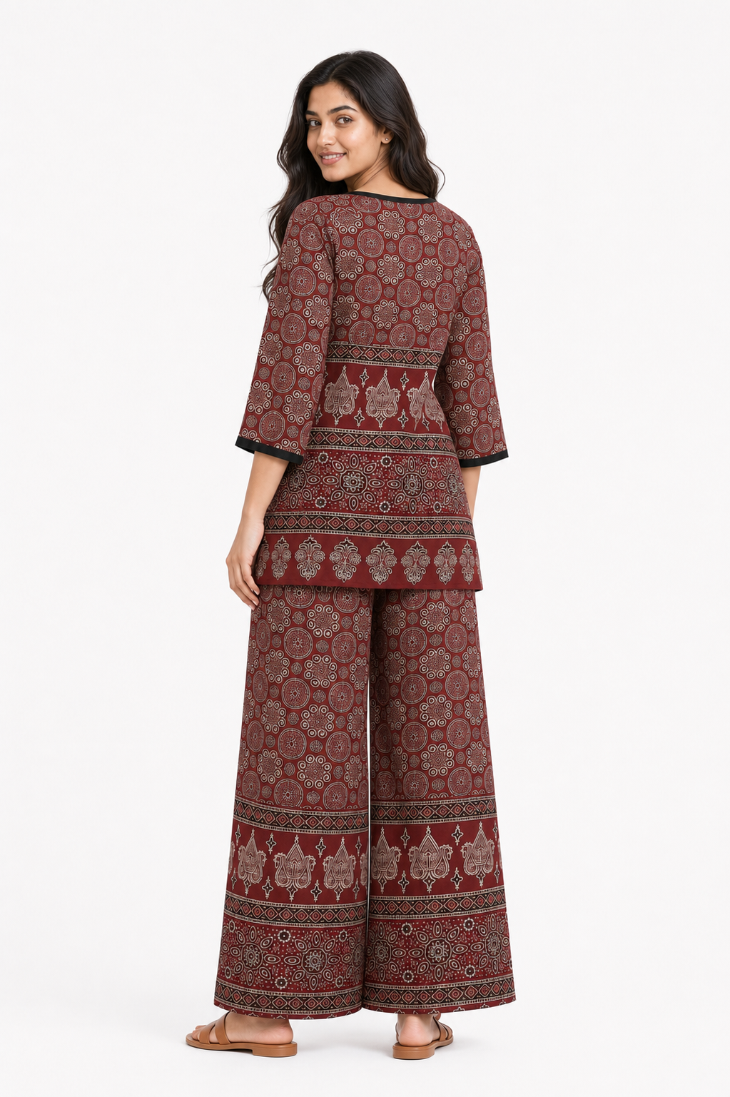 Brick Red Ajrakh Print Cotton Co-Ord Set
