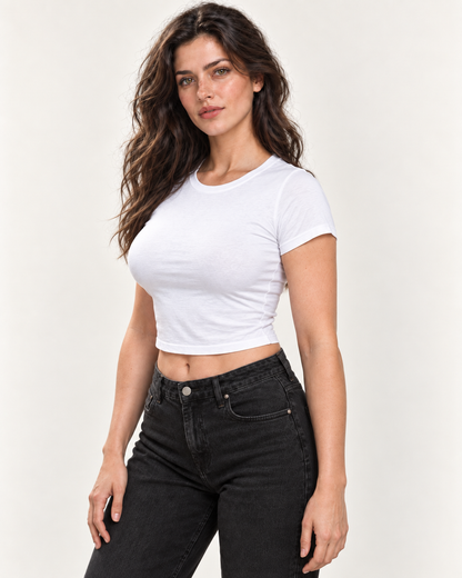 Women’s Plain White Fitted Baby Tee