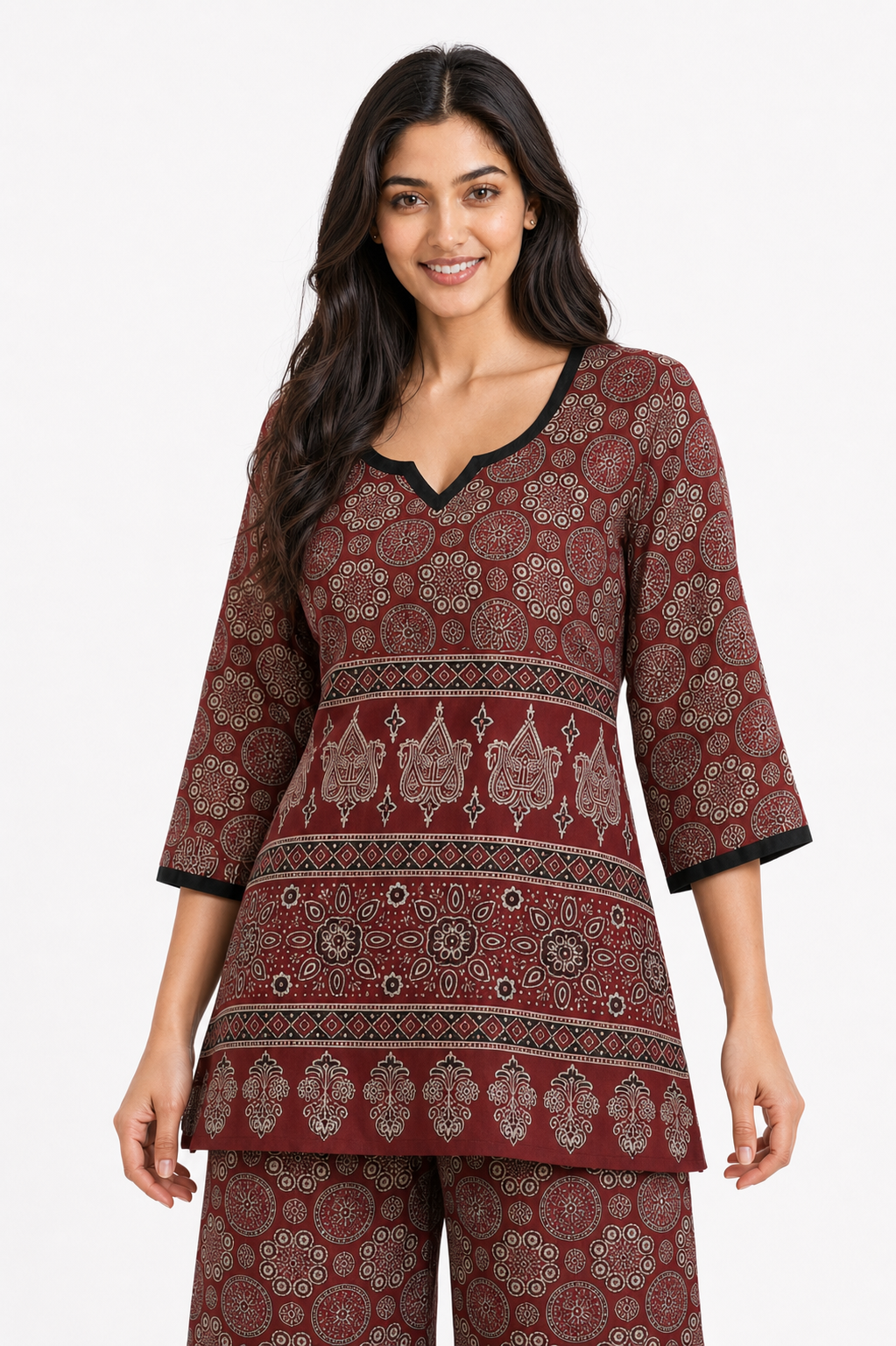 Brick Red Ajrakh Print Cotton Co-Ord Set