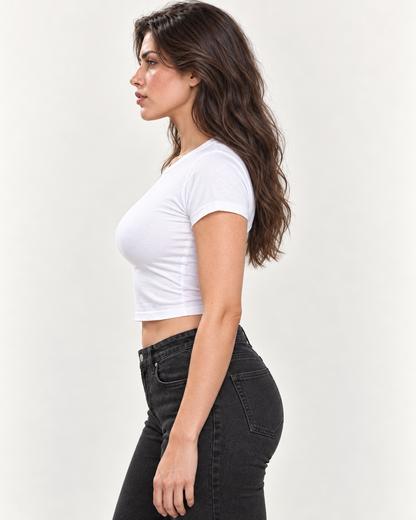 Women’s Plain White Fitted Baby Tee