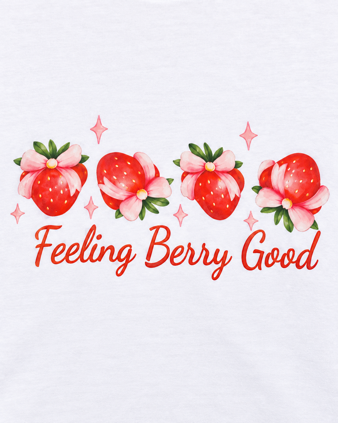Feeling Berry Good Women's Fitted Baby Tee – White Strawberry Print