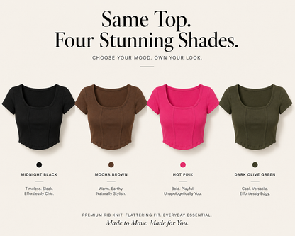 MUSE & MODE Women's Rib Knit Square Neck Crop Top | Slim Fit Stretchy Short Sleeve Corset-Inspired Top | Trendy Y2K Casual Going Out Top for Women