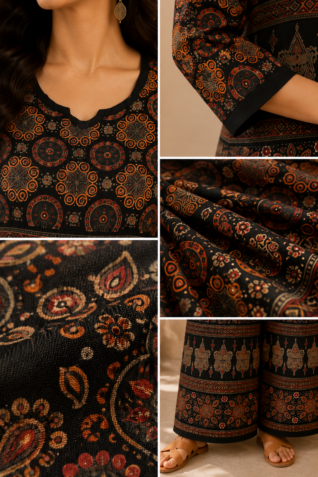 Women's Premium Printed Cotton Co-Ord Set | Ajrakh Inspired Kurta & Palazzo Set | Casual, Office & Daily Wear